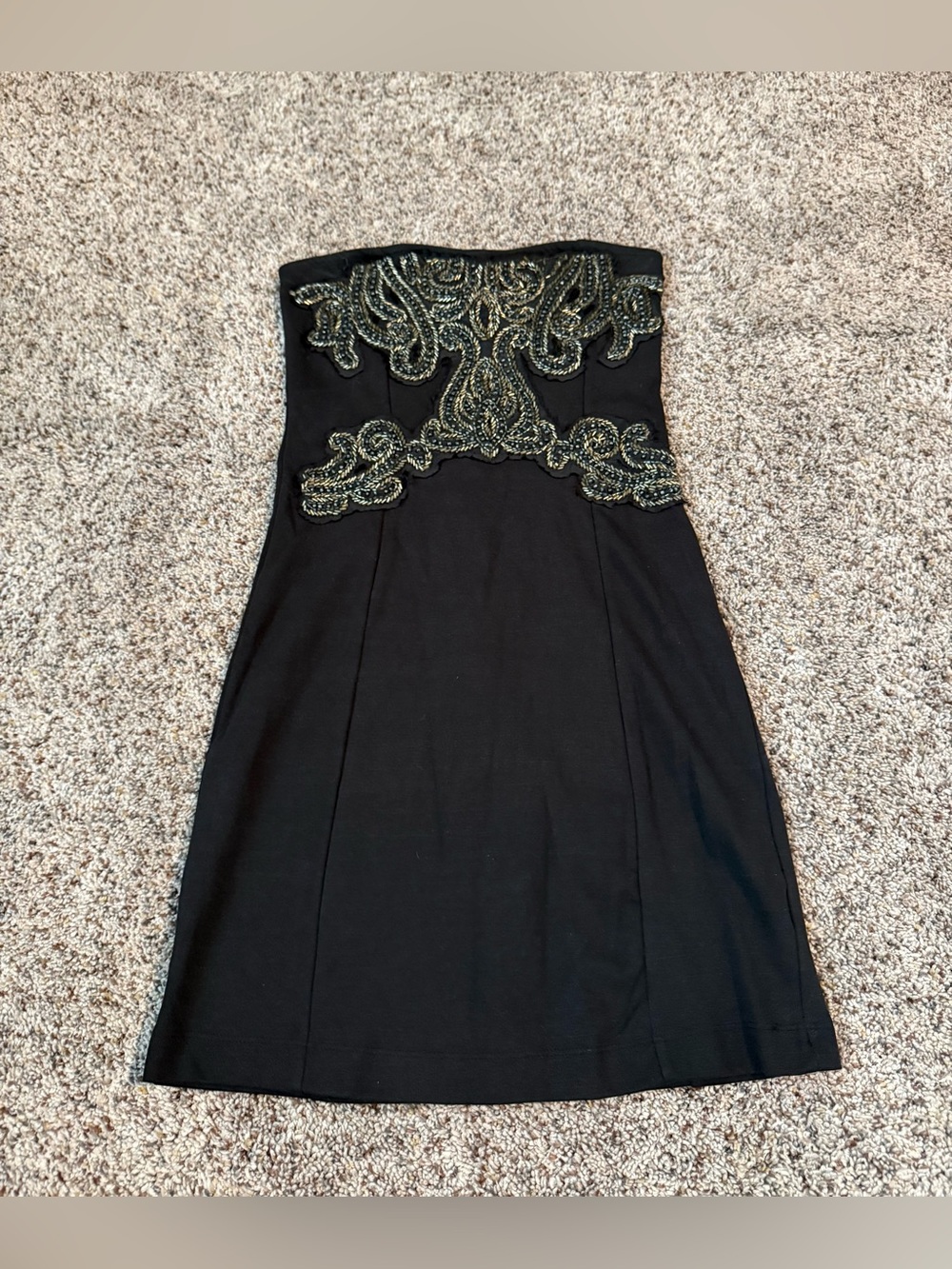 Free People Black Beaded Strapless Dress - Size Small